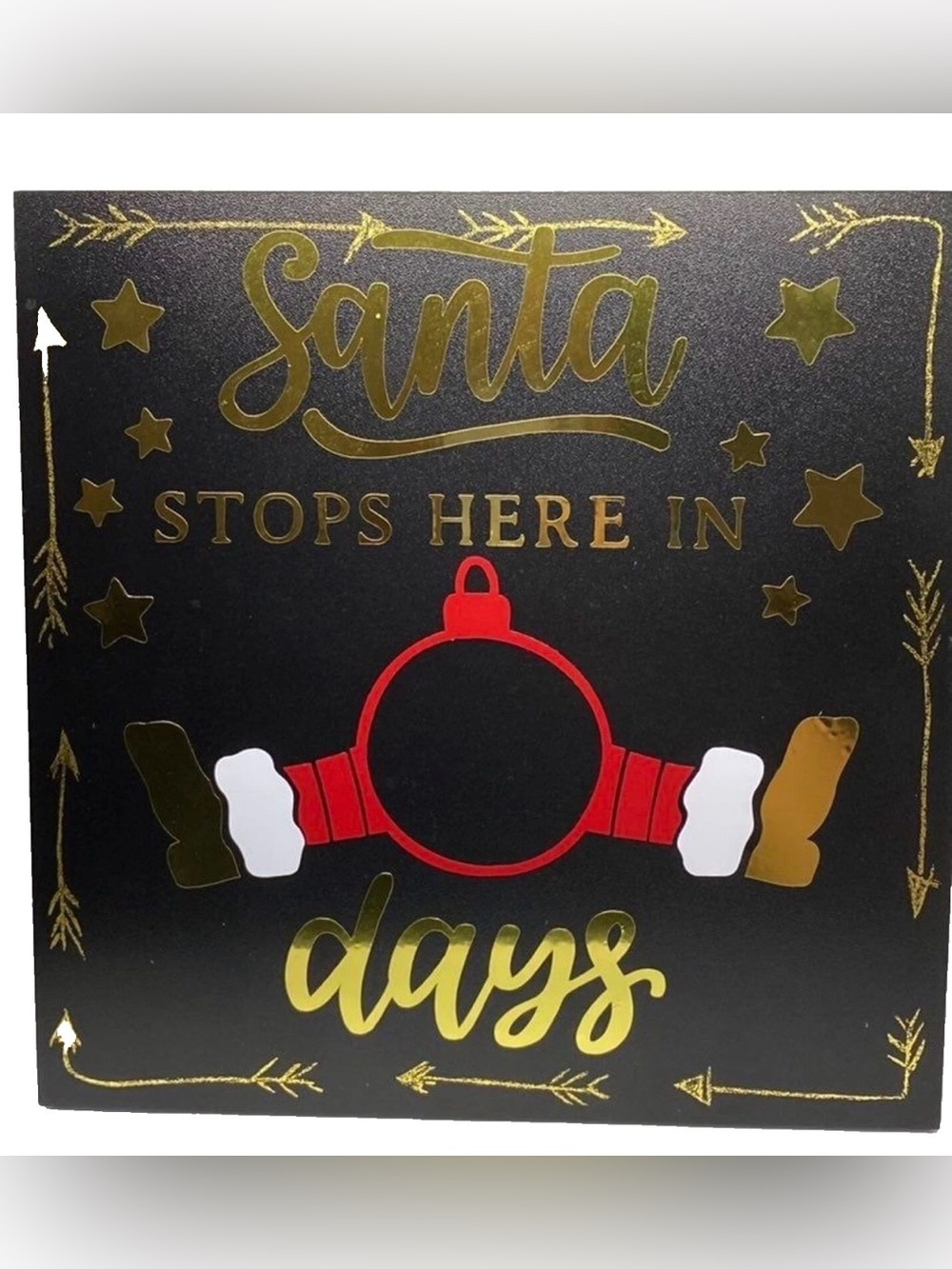 🔥🏷️Santa stops here chalkboard sign 9.5” round space to fill in days